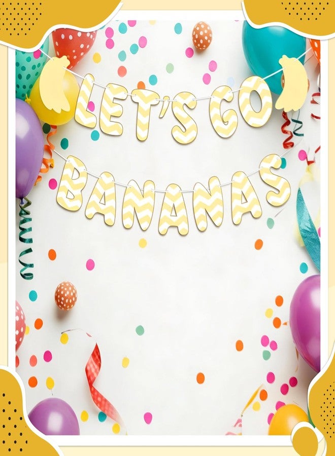 Epakh Lets Go Bananas Banner Gold Banana Fruit Themed Banner for Fruit Birthday Baby Shower Party Supplies (Yellow, 16.4ft Long) - Image 3